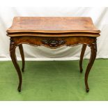 Victorian French style walnut turnover card table