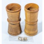 2 Victorian hand turned Dice shakers (nice Treen) complete with original dice.