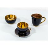 Gold lustre cup/saucer/sugar and cream set