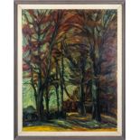 A large oil on canvas Beech Woods near St Andrews signed Gordon Campbell overall size 103cm x 82cm