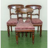 Three Victorian upholstered dining chairs