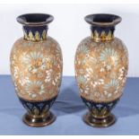 A pair of Royal Doulton stoneware bulbous vases no. 4461 signed BW, 31cm tall