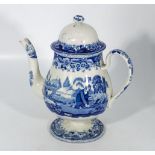 Antique Staffordshire transfer printed coffee pot 24cm circa 1800s A/F