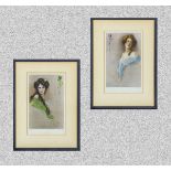 A pair of original Gilbert Whitehead prints titled Lilac and Lily dated 1906, image size 25cm x