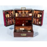Chippendale quality Georgian mahogany and mahogany lined doctor's travelling case, double doors open