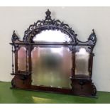 An early 20th century overmantel mirror 128cm wide x 125cm tall