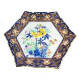 A large six sided Chinese dish 45cm A/F