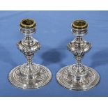 Heavy cast silver plated candlesticks, engraved to base ALHP