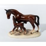1920s figure group of a horse and foal