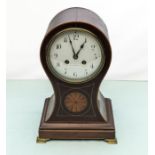 An Edwardian inlaid mahogany mantel clock