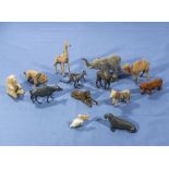 Six Timpo flocked lead Zoo animals and seven Britain's zoo animals