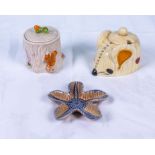 Ceramic preserve pots and a Wade starfish