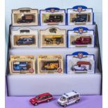 Eleven model die cast vehicles