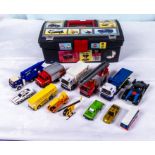 A collection of die cast vehicles and Big Jim x 24