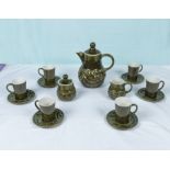 A pottery coffee set