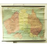 Large vintage hanging map of Australia by W+A K Johnson England