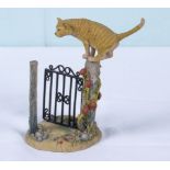 Teviotdale figure group, cat on a gatepost