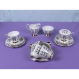 Vintage 6 “Elizabethan Fine China” cups, saucers, sugar and cream