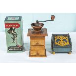 Vintage Harper food mincer, coffee grinder and herb box