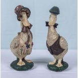 Two pottery ducks Mr and Mrs 33cm tall