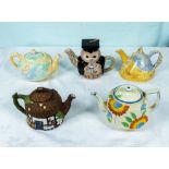 Five decorative teapots