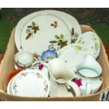 A box of assorted pottery including Royal Doulton Heroes of the Sky plate, Midwinter plates and