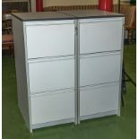 Two three drawer filing cabinets