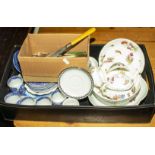 A box of china tableware and cutlery