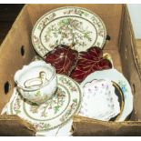 A box of assorted tableware and dishes