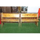 Two pine garden benches 130cm long x 40cm deep x 96cm tall