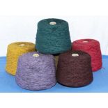 Six large cones of chenille yarn in assorted colours approx. kg