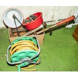 A hose reel and other items