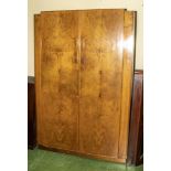 A Deco walnut wardrobe