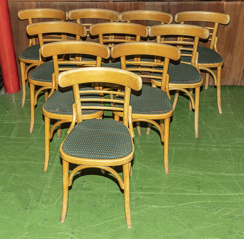 A set of ten bentwood style chairs