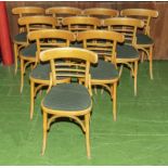 A set of ten bentwood style chairs