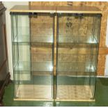 Two glass display cabinets 47cm square x 103cm tall