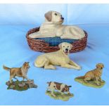 Two pottery Labradors together with two Border Fine Arts figures and one other