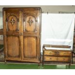 An oak wardrobe and dressing table