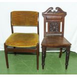 A mahogany hall chair and a dining chair