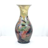 Large Moorcroft Carp Vase designed by Sally Tuffin tube lined with fish and plants, 27" high,