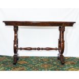 Early 19th century Biedermeier oval shaped lyre end sofa table in rosewood and mahogany with