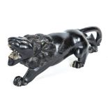 An antique Chinese carved ebony lion 19" Provenance - property of a country gentleman's estate