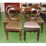 Four Victorian balloon back dining chairs