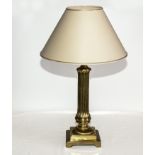 Vintage brass corinthian pillar table lamp and shade approx. 40 cm