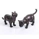 Pair of bronze cats