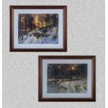 Joseph Farquharson a pair of framed prints The Shortening Winters Day and Glowd with tints of