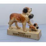 Hennessy Cognac pottery advertising figure group of two St Bernard dogs