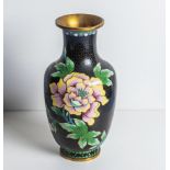 A cloisonne vase, black ground with floral design