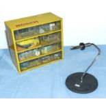 Fishing fly tying tool together with a box of accessories