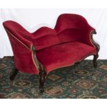 Mid Victorian double spoon back, rosewood framed chaise longue Provenance - property of a country